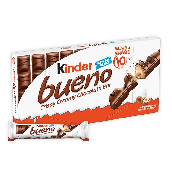 Kinder Bueno Milk Chocolate Wafer Bar, 10 Count Chocolate Candy Bars