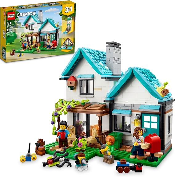 LEGO Creator 3 in 1 Cozy House Building Toys - Toy Figures & Pretend Play Playsets for Boys & Girls, Ages 8+ 3 Building Options - Gift for Birthdays - 31139