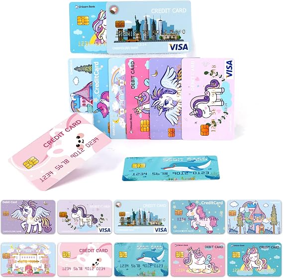 Fake Credit Cards for Kids, Play Credit Cards Pretend Debit Credit Cards for Girls and Boys, Fake Toy Cards 10pcs