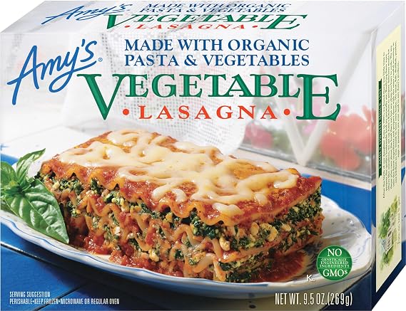 Amy's Frozen Meals, Vegetable Lasagna, 9.5 oz | Made with Cheese, Organic Pasta & Vegetables