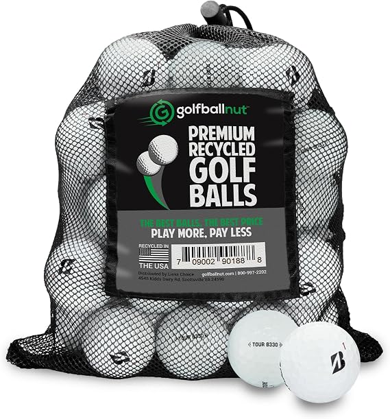 Recycled Golf Balls for Bridgestone Tour Mix - Used Golf Balls Bulk 3A Good Condition Includes Mesh Bag 24-48-Pack, White