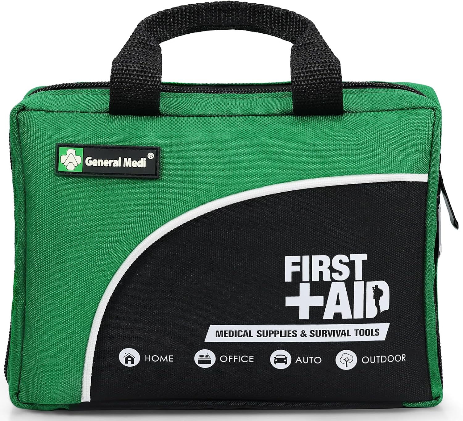 General Medi 160 Piece Compact First Aid Kit Bag - Including Cold Ice Pack, Emergency Blanket, Moleskin Pad,Perfect for Travel, Home, Office, Car, Camping, Workplace Green