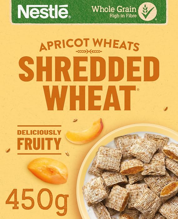 Nestlé Cereals - Shredded Wheat Breakfast Cereal - Bitesize Apricot Wholegrain Biscuits, High Fibre, Vegan - 450g