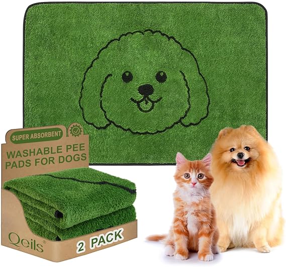 Qeils Reusable Puppy Pads , Washable Pee Pads for Dogs 36" x 24" 2 Pack