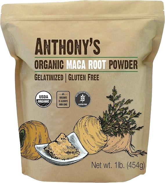 Anthony's Organic Maca Root Powder, 1 lb, Gelatinized for Enhanced Bioavailability, Gluten Free, Non GMO