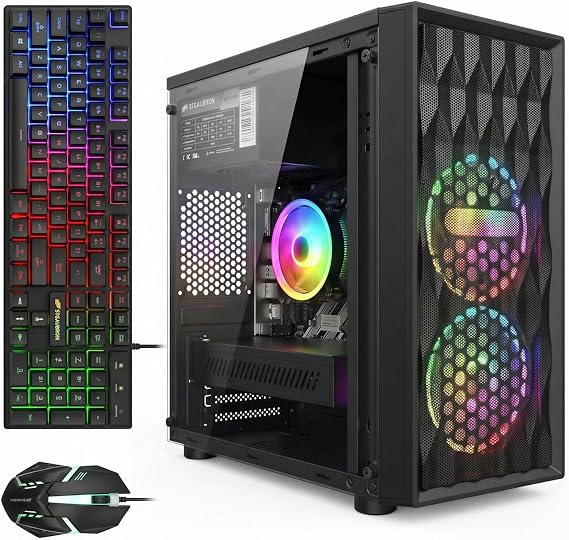 STGAubron Gaming PC Desktop,Corei7 8th Gen,RX 560 4G,16G DDR4,512G SSD | Gaming Computer Tower for Streaming,Video Editing,Home,School,I7 up to 4.1GHz,ARGB Fan,WiFi 6,BT 5.2,4K DP,HDMI,Win11 Home