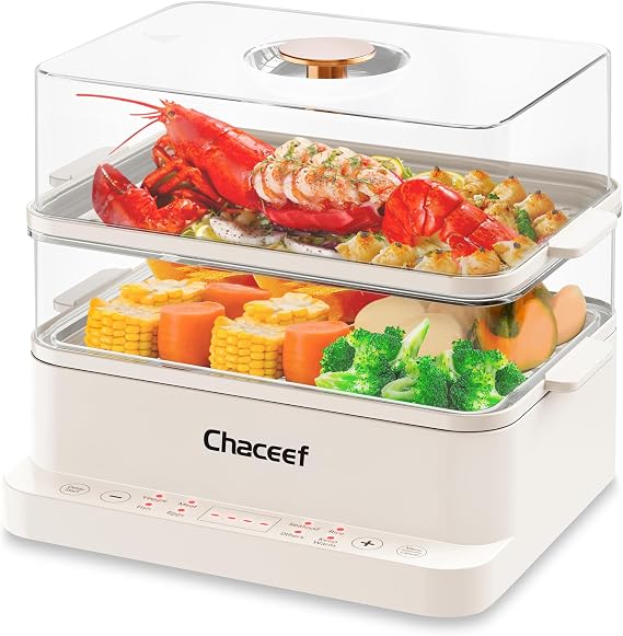 CHACEEF Electric Food Steamer for Cooking, Multi-Level Kitchen Appliance for Home Cooking