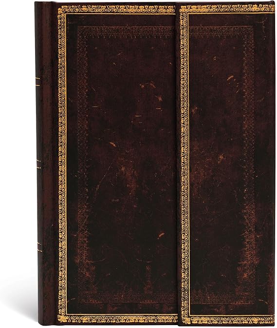 Black Moroccan Midi Lined Hardcover Journal, 144pg, 120GSM by Paperblanks (Old Leather Collection)