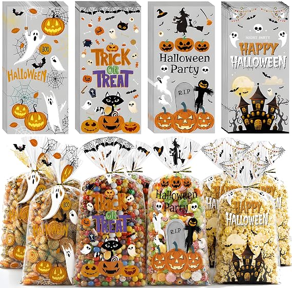Halloween Party Favors,Halloween Cellophane Treat Bags,Goodie Bags for Kids