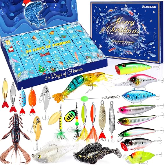 PLUSINNO Fishing Advent Calendar 2026 Adult, 24 Day Fishing Lures Gift