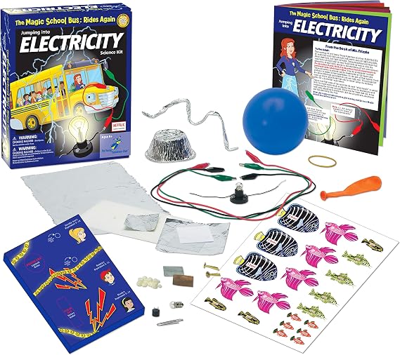 The Magic School Bus Rides Again: Jumping into Electricity By Horizon Group USA, Homeschool STEM Kits for Kids, Includes Educational Manual, Anti-Static Film, Circuit Holders, Buzzer, Copper & More, multi (WH-925-1140)