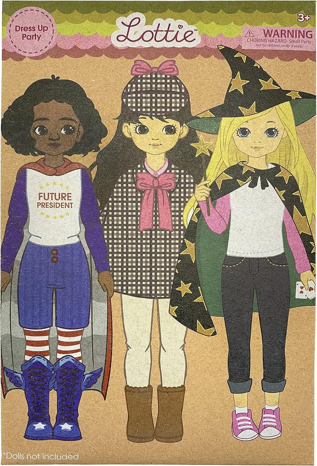 Lottie Dress Up Party Outfit Set with Superhero, Detective, Magician Doll Outfit and Accessories