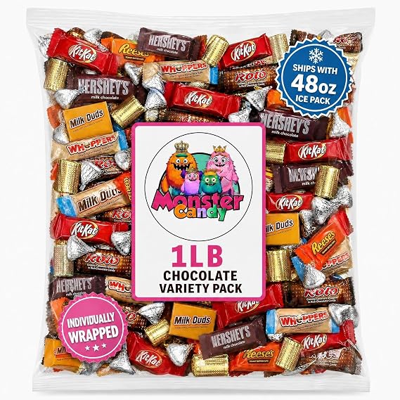 Chocolate Party Favor Candy Mix - 1 lb Stuffers Candy Bulk - Goodie Bag Stuffers for Kids Party Favors - ChocolateVariety Pack Bulk - Individually Wrapped Candies - Halloween - Cold Pack Included