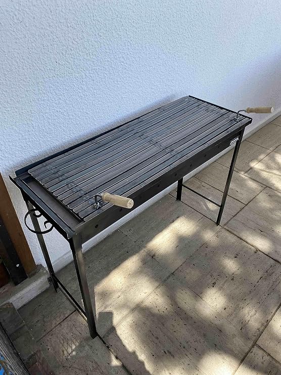 40x100 cm Oluklu lama Izgaralı Demir Mangal barbekü 75 cm geçmeli ayaklı portatif katlanabilir