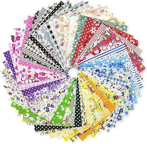 120 Pcs 4'' x 4'' Cotton Craft Fabric Squares, DIY Sewing Quilting Scrapbooking Bundle
