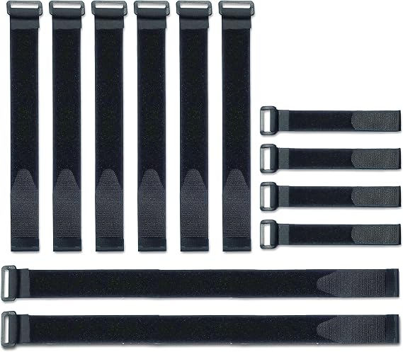 VELCRO Brand Cinch Straps With Buckle, Variety Sizes 8in-12in-18in, 12 Pk | Reusable Fastening Straps For Organizing Cords And Cables, Securing Gear, Bundling Supplies And General Purpose Storage