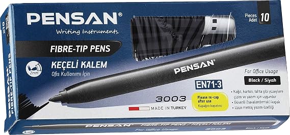 Pensan 3003 Ofis Tipi Keçeli Kalem Siyah 10 Lu - PE3003KK10S