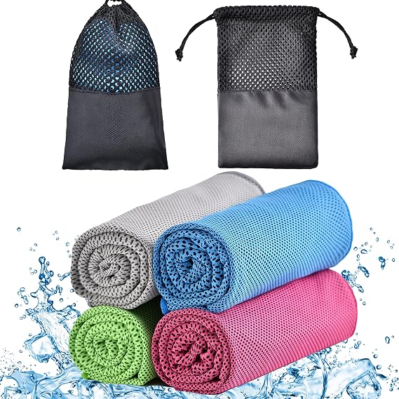 Cooling Towels - 4 Pack Cooling Towel(40"x12"), Cooling Towels for Neck and Face, Microfiber Soft Breathable Cooling Towel for Hot Weather