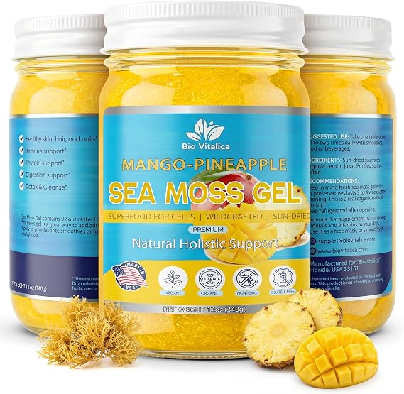 Irish Sea Moss Gel 12oz - USA Made Dr.Sebi Wildcrafted Seamoss - Superfood with Iodine, Bladderwrack & Burdock Root for Immune & Energy Boost, Skin & Hair Health - Pack of 1