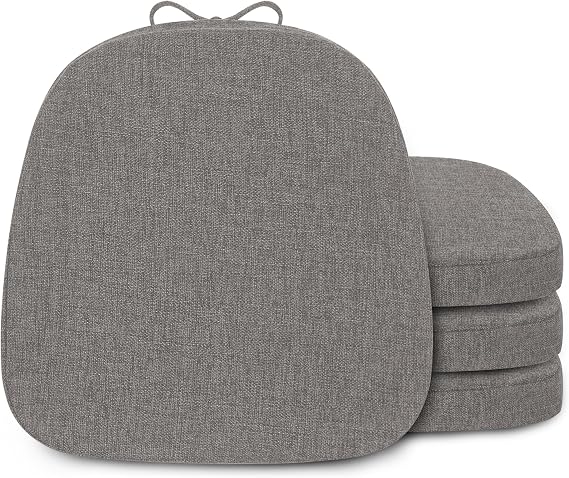 Metal Chair Cushions for Dining Chairs Set of 4 14x14 Light Grey | 2" Thick, Non-Slip Bottom with Ties, Washable Covers, for Metal Chairs Kitchen, Dining Room Cafes Bistro, Stackable Chairs