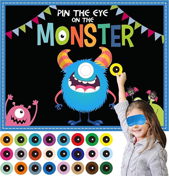 Halloween Party Games for Kids, Pin the Eye on the Monster Game