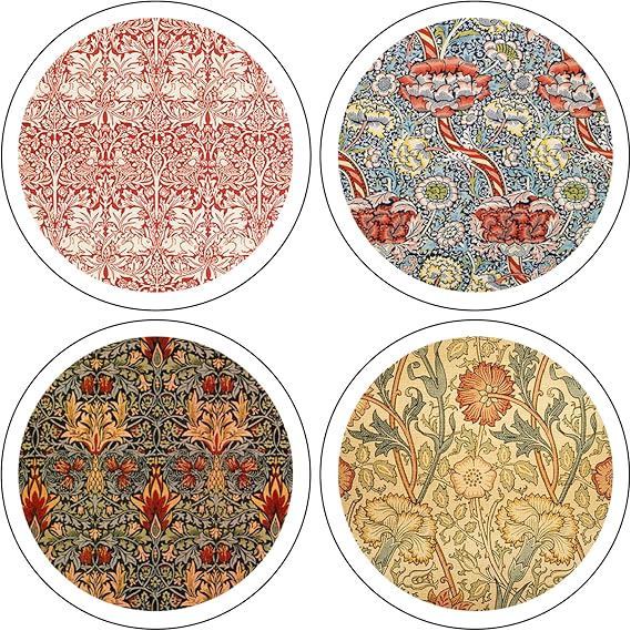 CoasterStone "William Morris Textiles Collection" Absorbent Coasters, 4-1/4-Inch, Set of 4