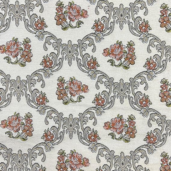 Vintage Damask Design Premium Chenille Jacquard Fabric for Upholstery, Craft - Width 54 inches - Fabric By The Yard (Beige)